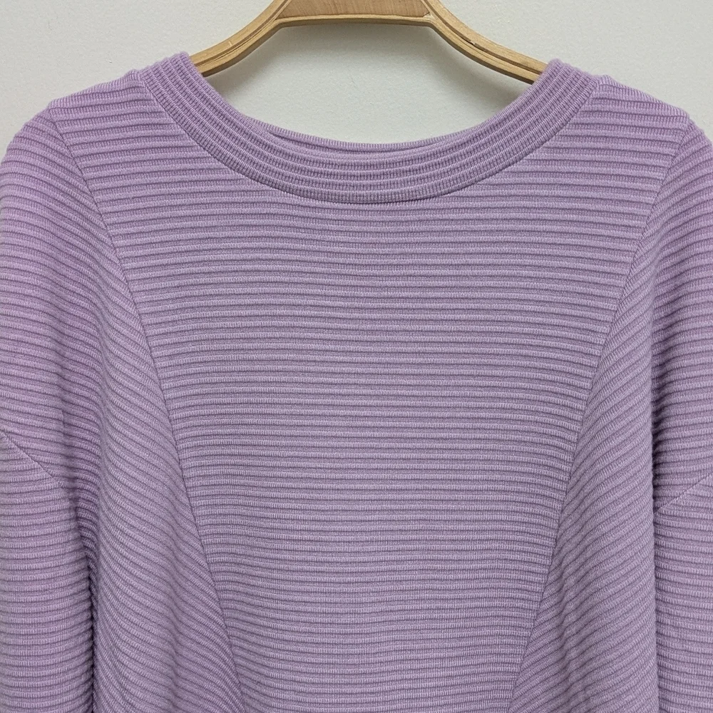 Simply Vera Wang Purple Ribbed Drawcord Pullover Athleisure Sweatshirt